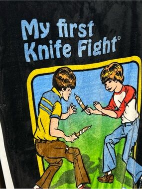 Black "My First Knife Fight" Graphic Throw Blanket